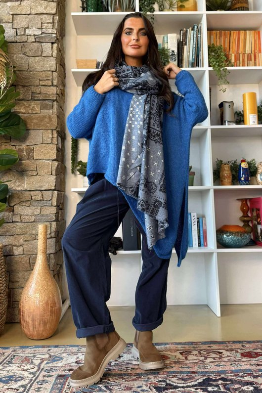  Big Softie Super Slant Knit Jumper Sapphire 